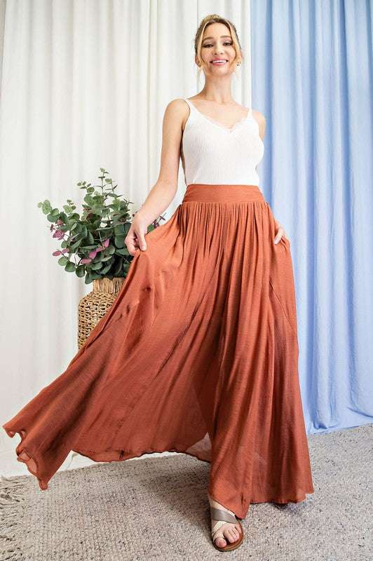 En Voyage Boutique Around the World High Waisted Maxi Skirt - Rust