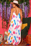 En Voyage - Boho Travel Inspired Boutique - Summer Fling Sleeveless Feather Print Maxi Dress back