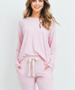 pink Joggers set with self tie